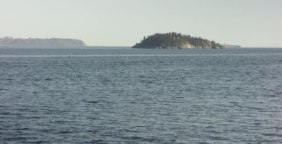 An island lies in a body of water