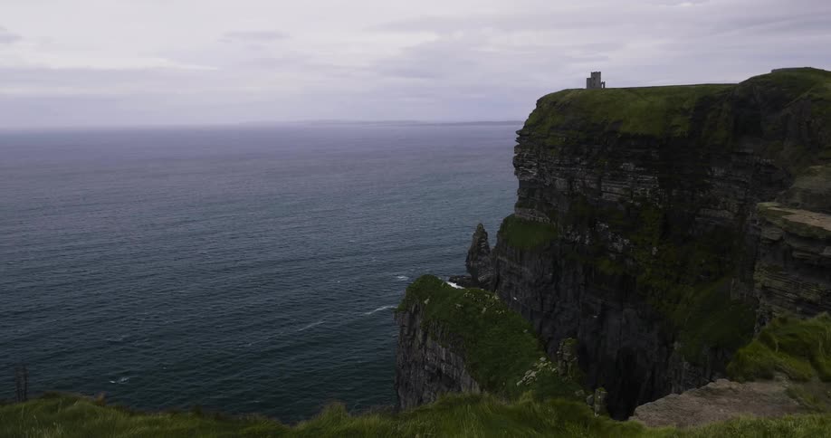 Cliff overlooking a large body of flowing water