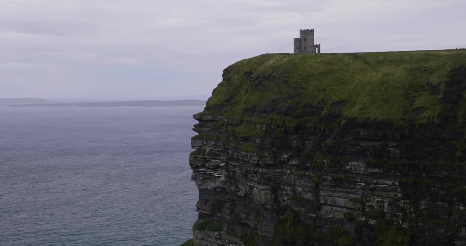 A castle on a cliff overlooking the ocean