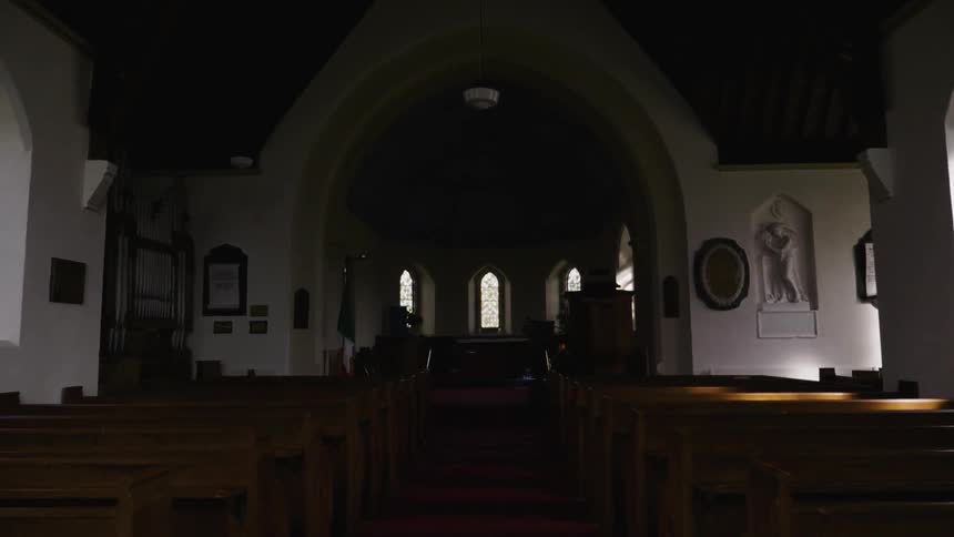 View of a dimly lit church