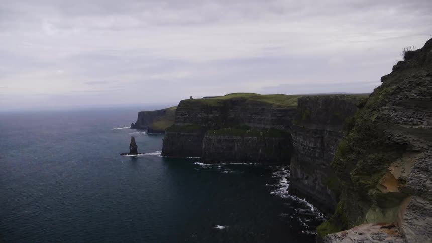 Rocky cliff next to a large body of water