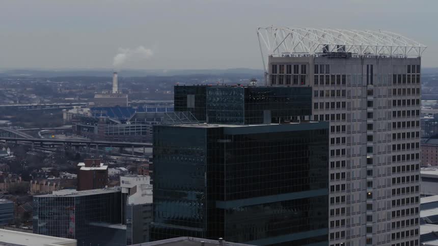 View of a large city on a cloudy day