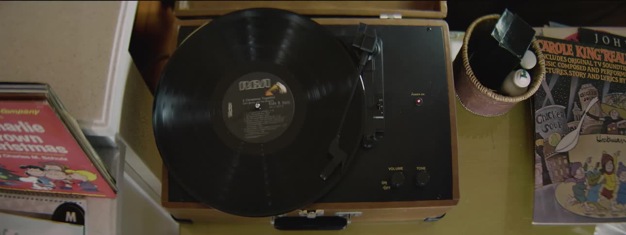 A record is spinning on a turntable