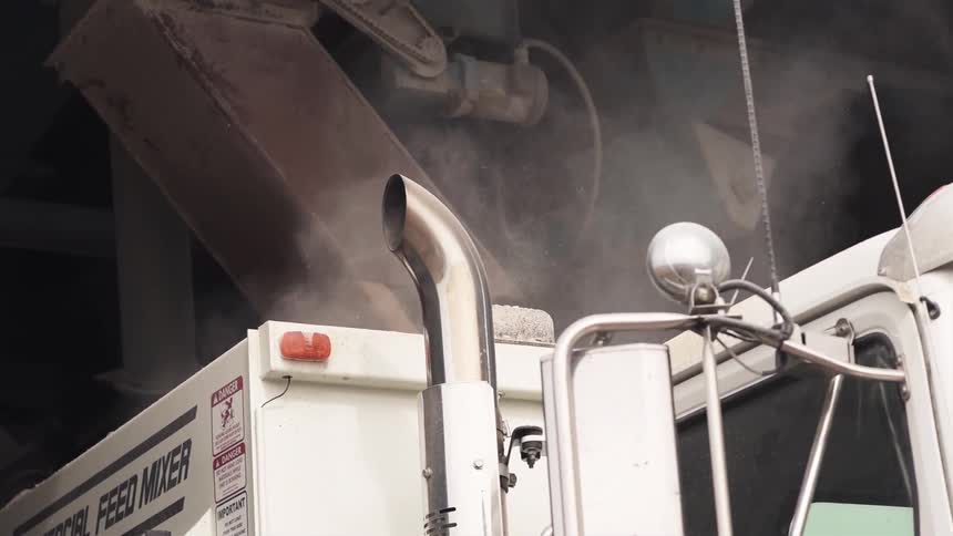 Smoke comes off of a truck