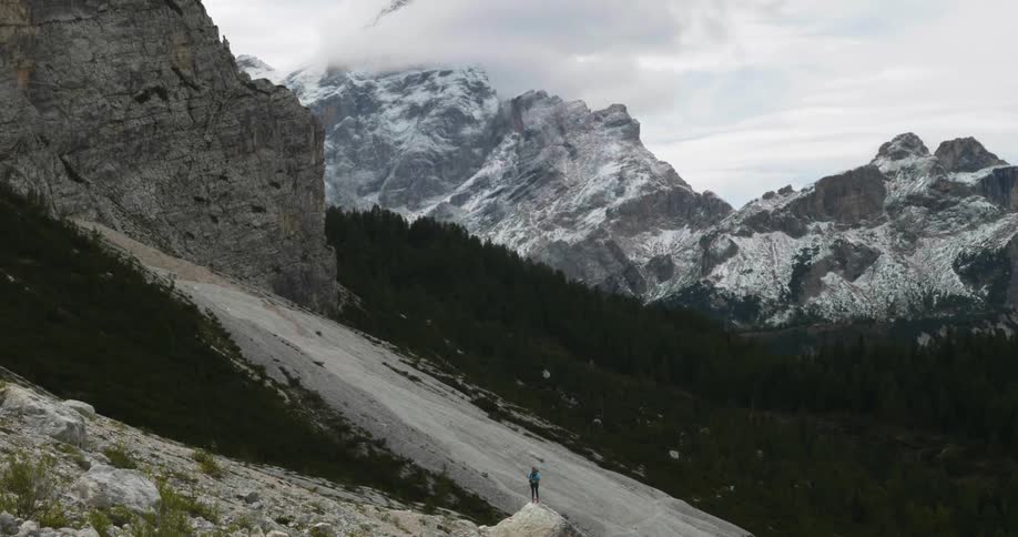 Snowy mountains on a cloudy day