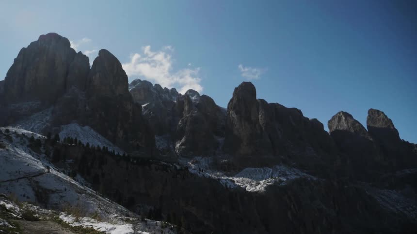 View of a rocky mountainside on a sunny day