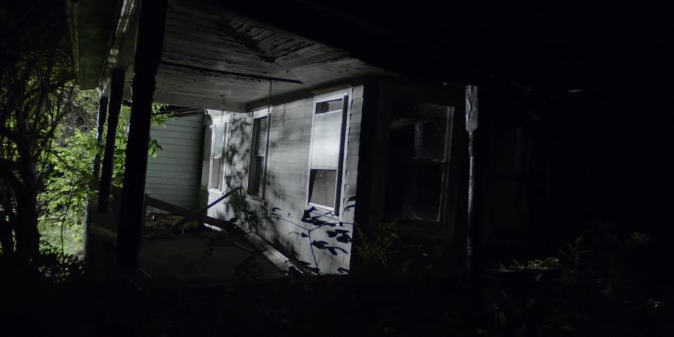 A house at night
