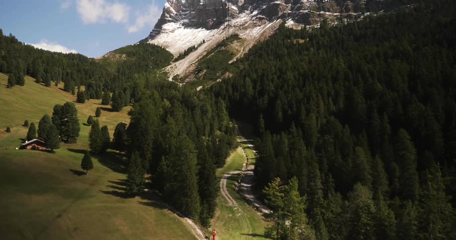 Aerial view of tree covered hills