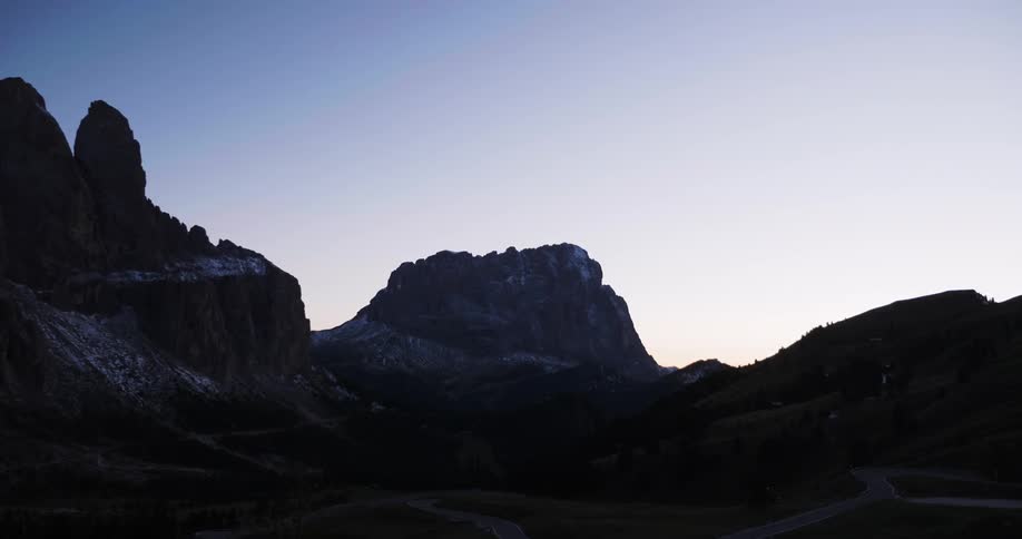 View of rocky hills at sunset