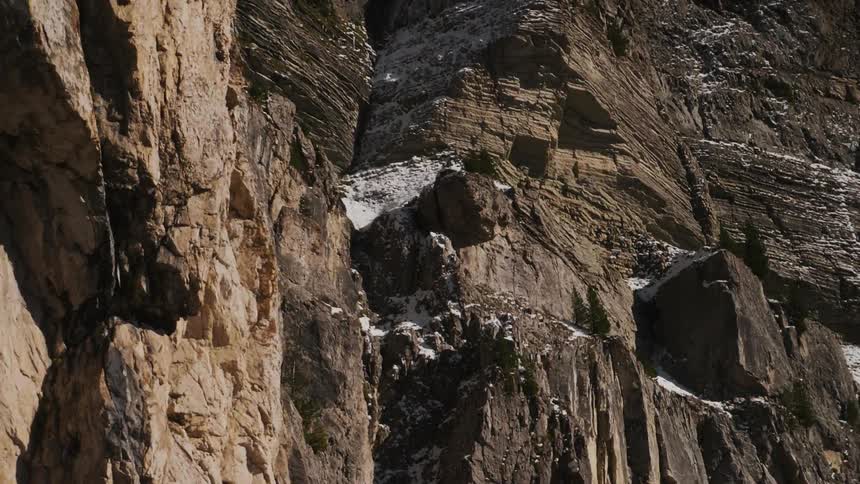 Close up of snowy rocky mountains