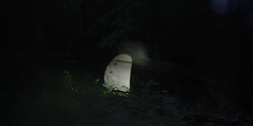 Light shining out of a tunnel in the woods
