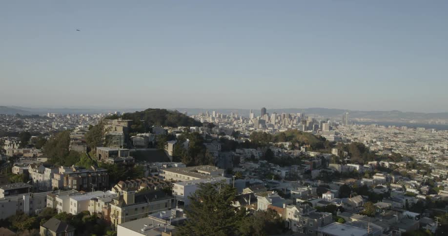 A town is seen from above in the daytime