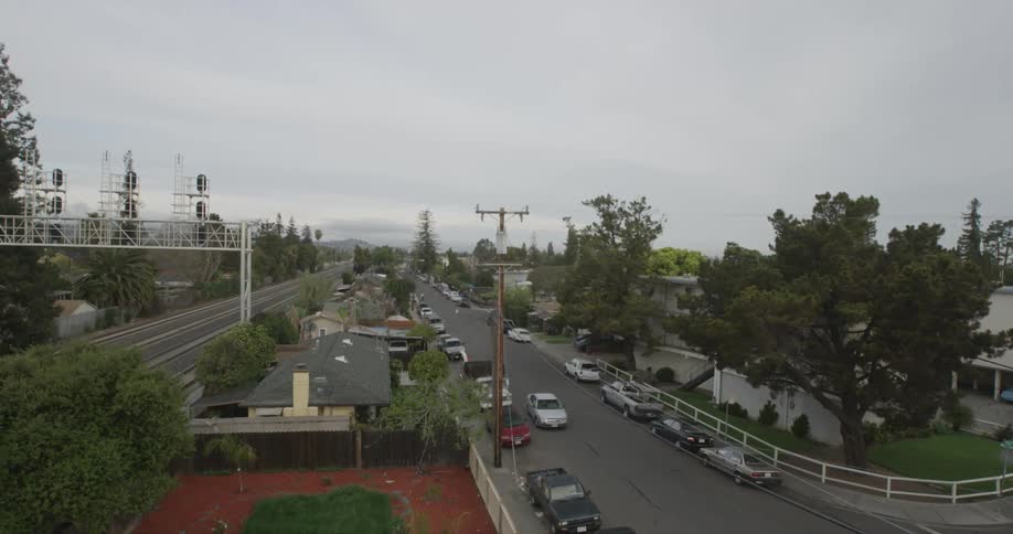 Vehicles parked on the side of a street