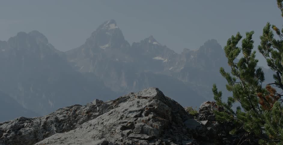 View of rocky mountains on a windy day