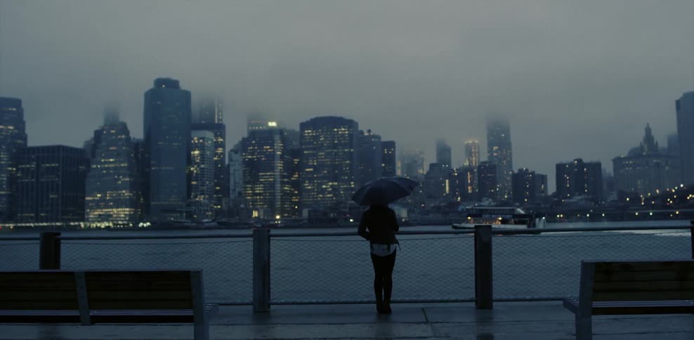 Woman stands in front of a river overlooking a city