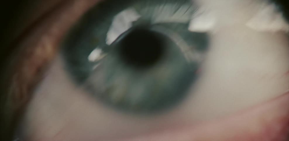 Close up of a person's blue eye