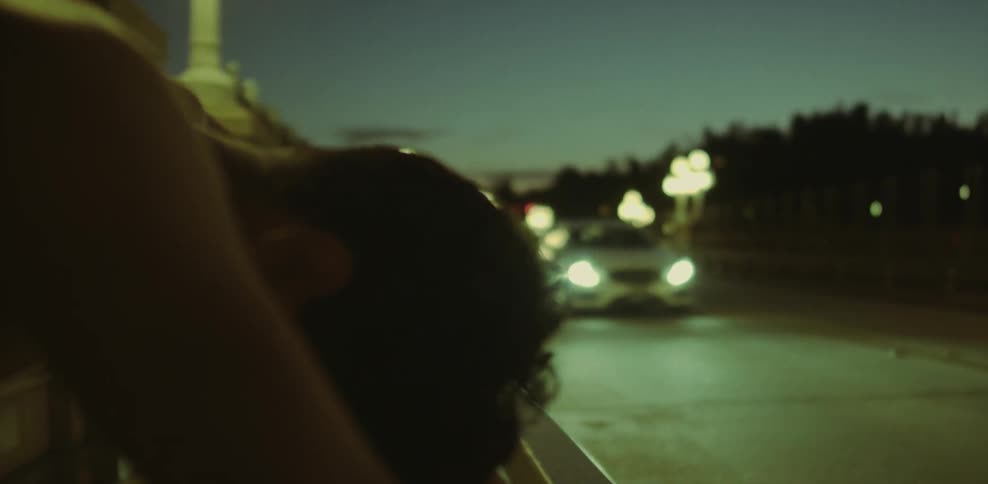A dark haired man leans against a guardrail