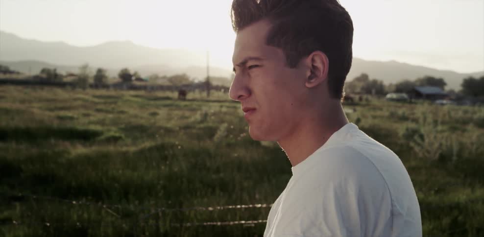 A man stands in the middle of a field