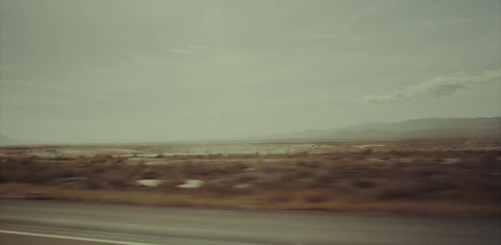 Desert landscape is passed by