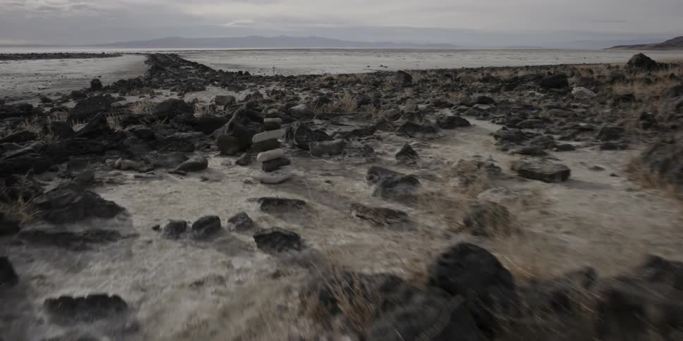 A rocky beach and rolling waves