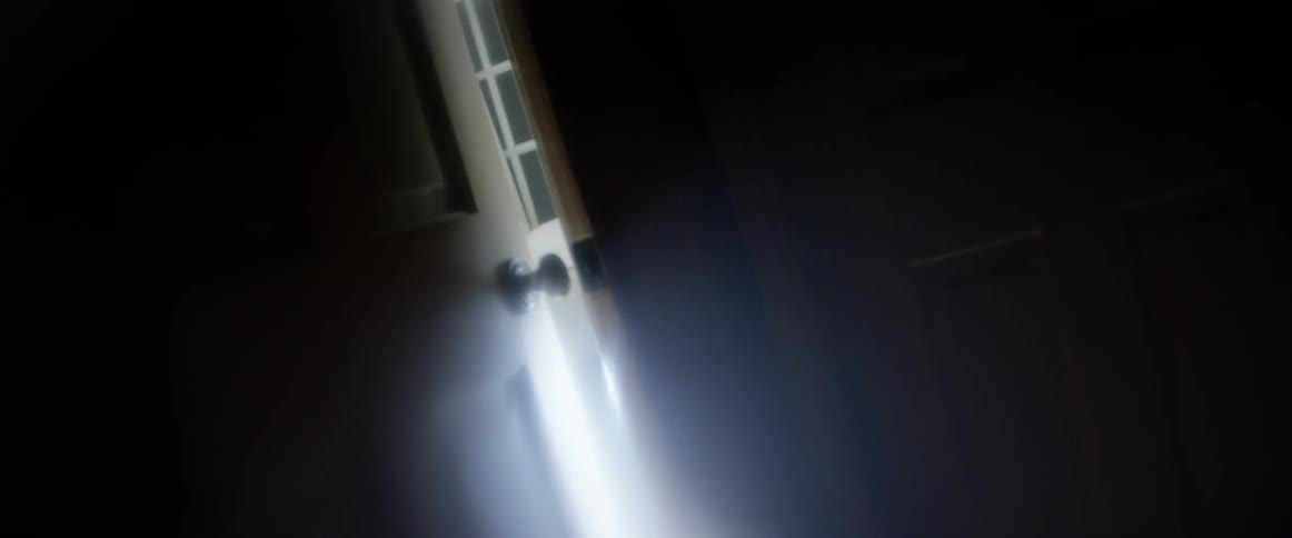 A door slowly closes shutting out the light