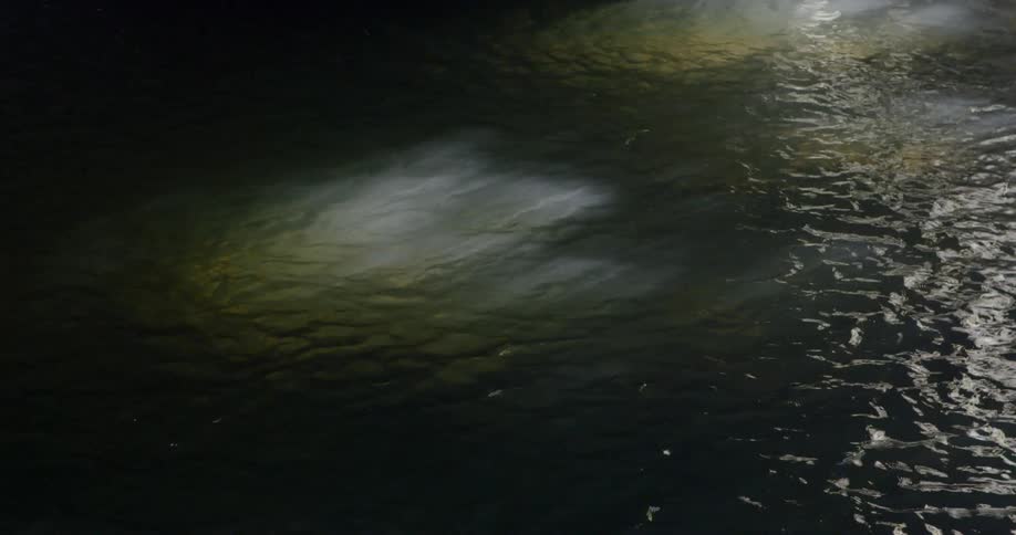 Water pools and flows in a cave