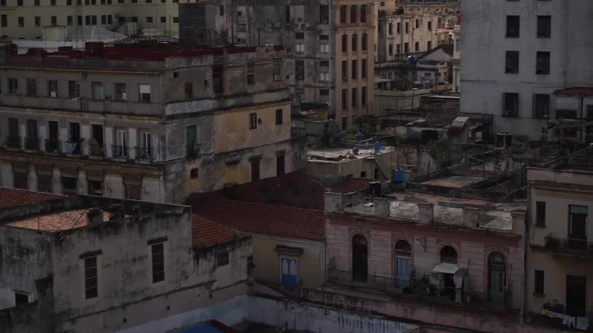 The town has many buildings in the shade