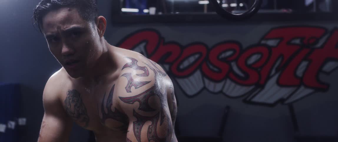 A person not wearing a shirt