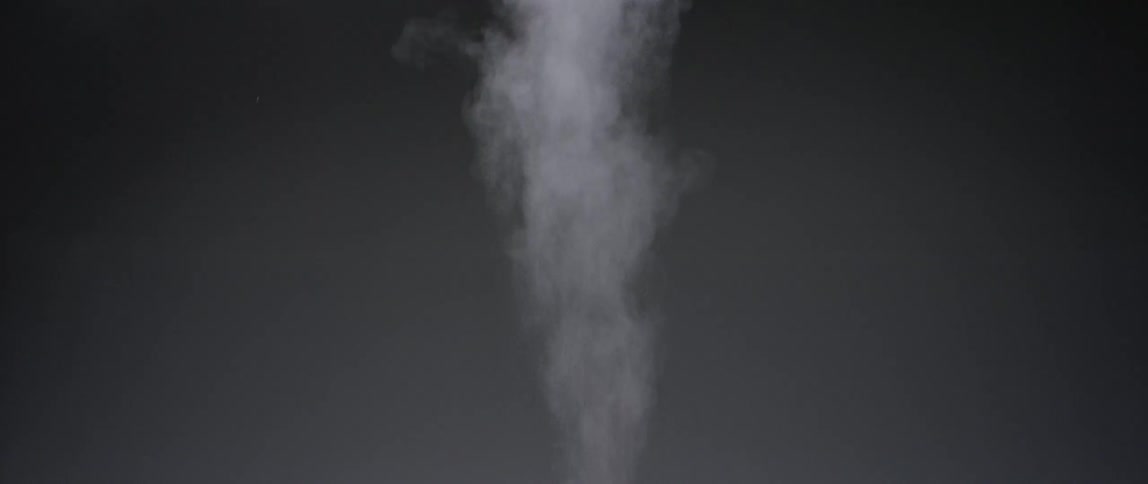 Smoke blows up into the air