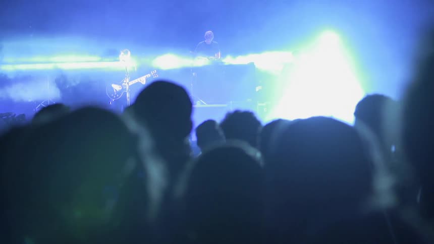 A crowd watches a concert
