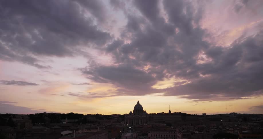 Clouds over a quiet city at sunrise