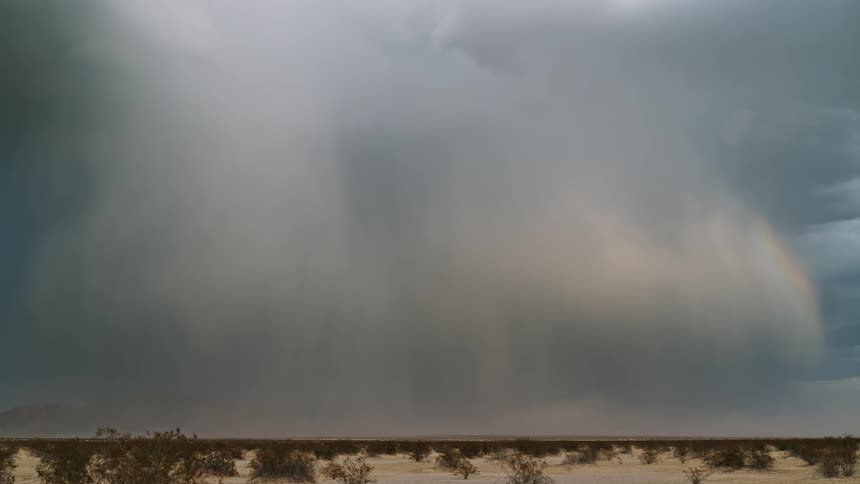 A storm is rolling over the desert