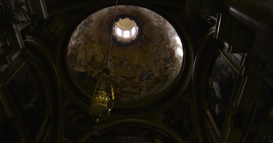 The domed ceiling has light coming from the center