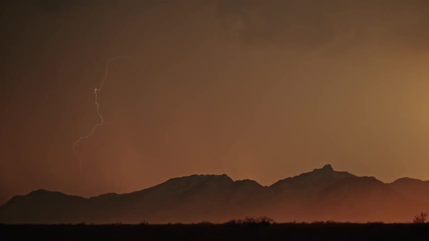 A storm is raging over the mountains ahead