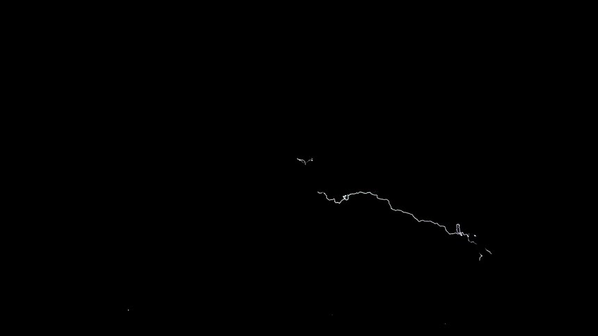 Lightning moves around slowly in the night sky
