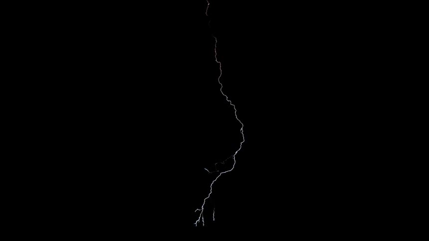 Lightning snakes down from the sky at night