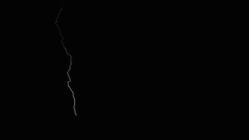 The storm is flashing lightning at night