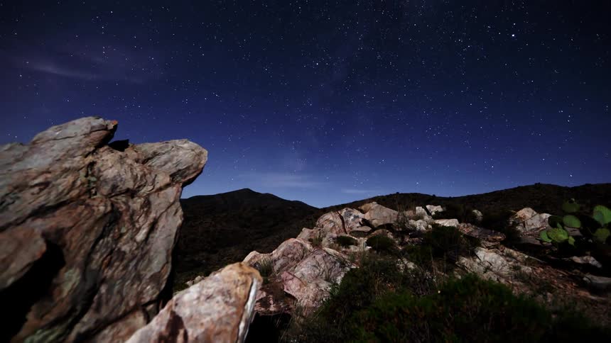 Stars shining over rocky mountains
