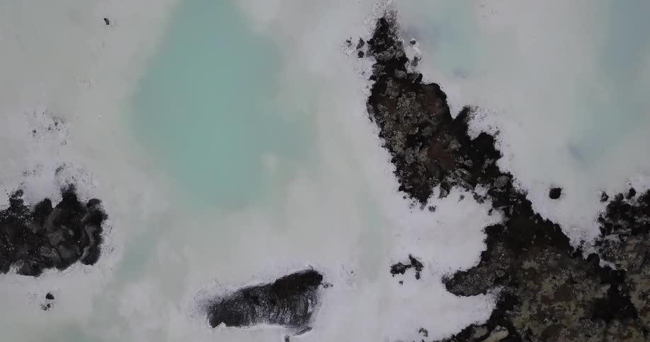 Aerial view of snowy rocky terrain