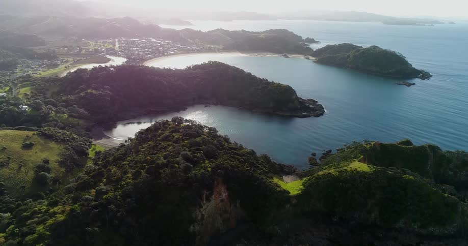 Forested hills near a body of water