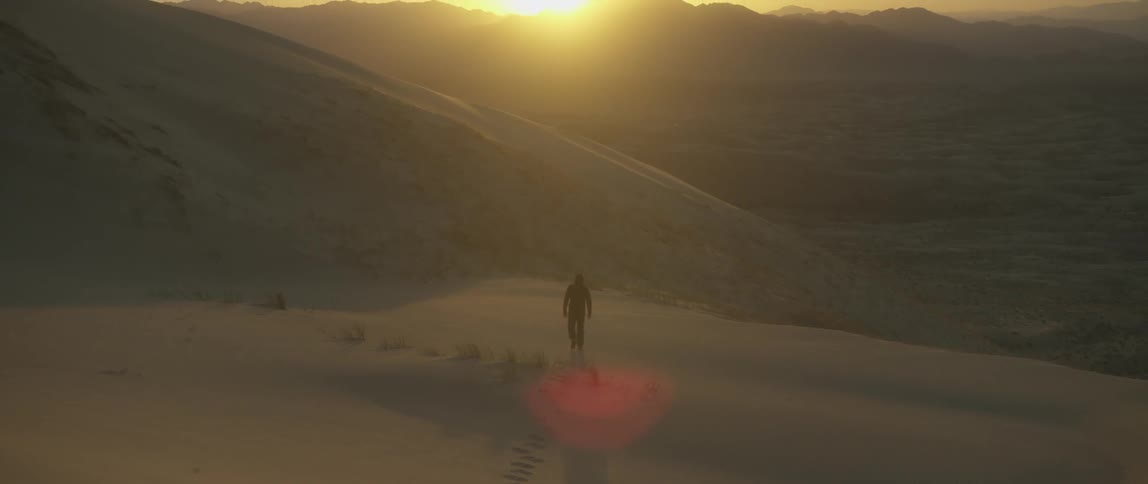 A person walking in the desert