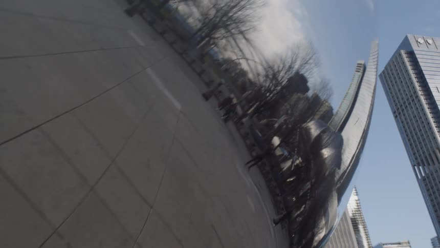 Tilted view of a sidewalk and city