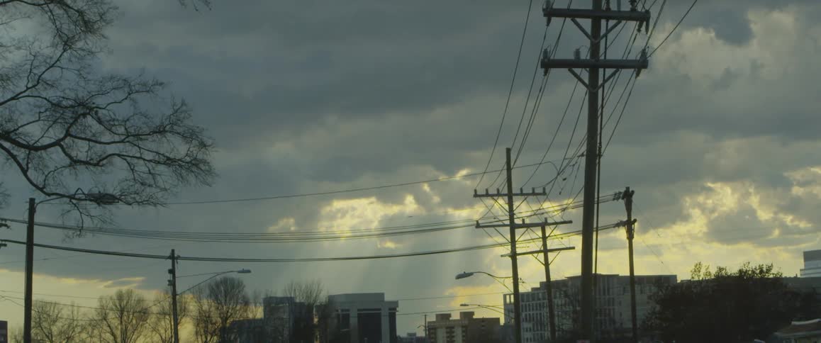 The sky on a cloudy day near a city
