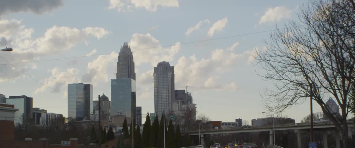Large city on a partly cloudy day