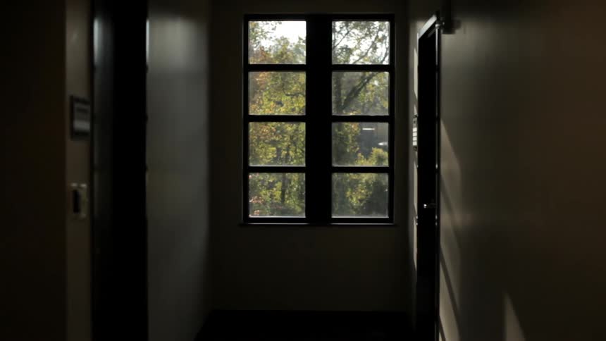 Dark hall with a window up ahead