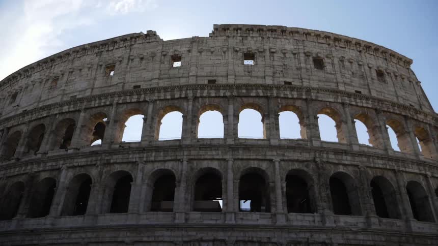Blue sky and sunshine above the roman colosseum
