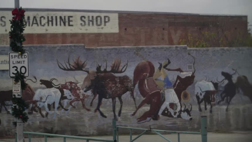 Painting of animals on the side of a building