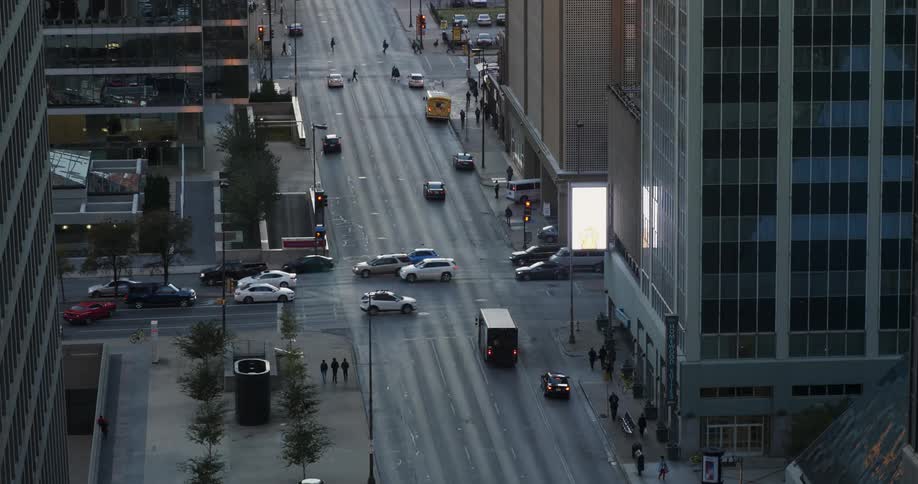 View of a busy city street