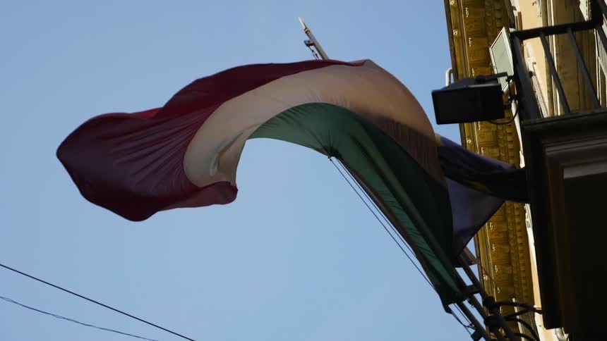 Flag waving outside of a building