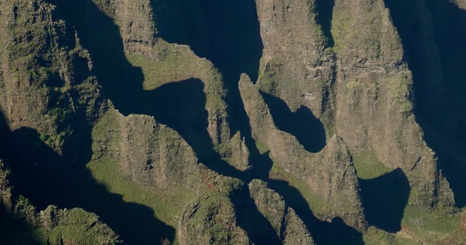 Aerial view of hilly rocky terrain